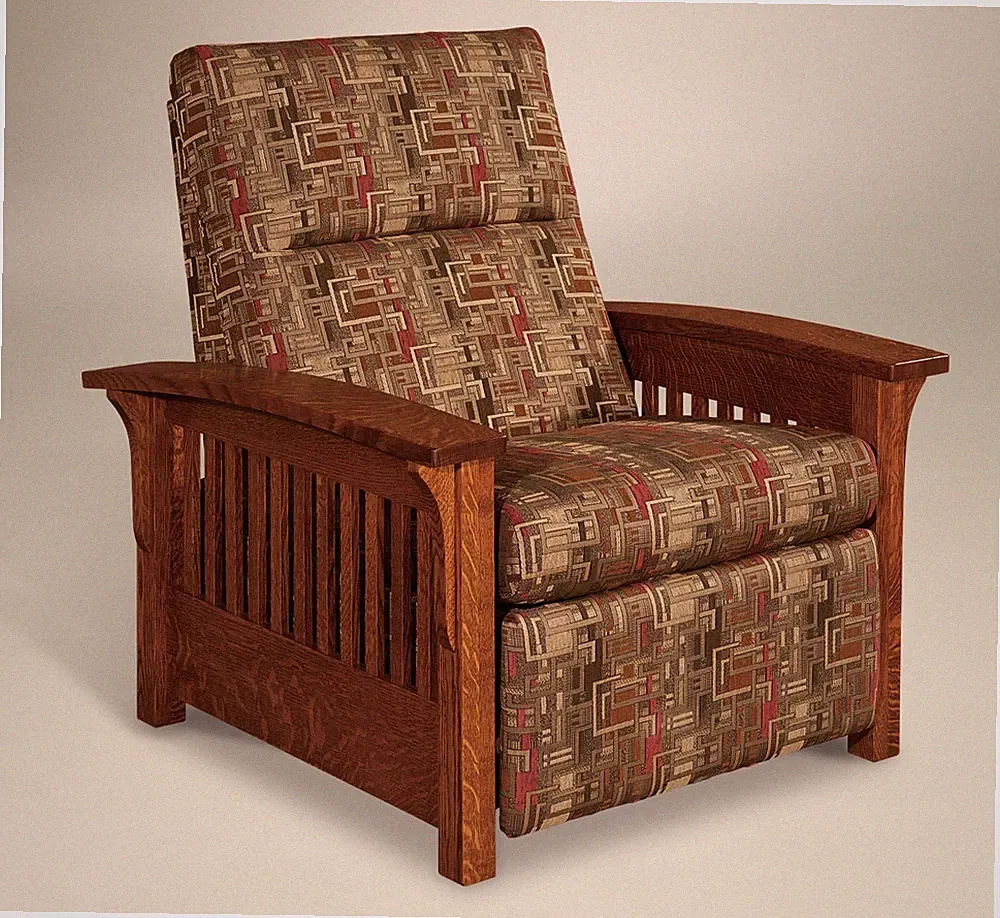 Amish Mission Arts and Crafts Recliner Chair Wall Hugger Slat Solid Wood