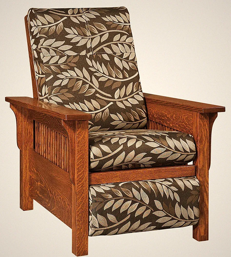 Amish Mission Arts & Crafts Landmark Recliner Accent Chair Solid Wood Upholstery