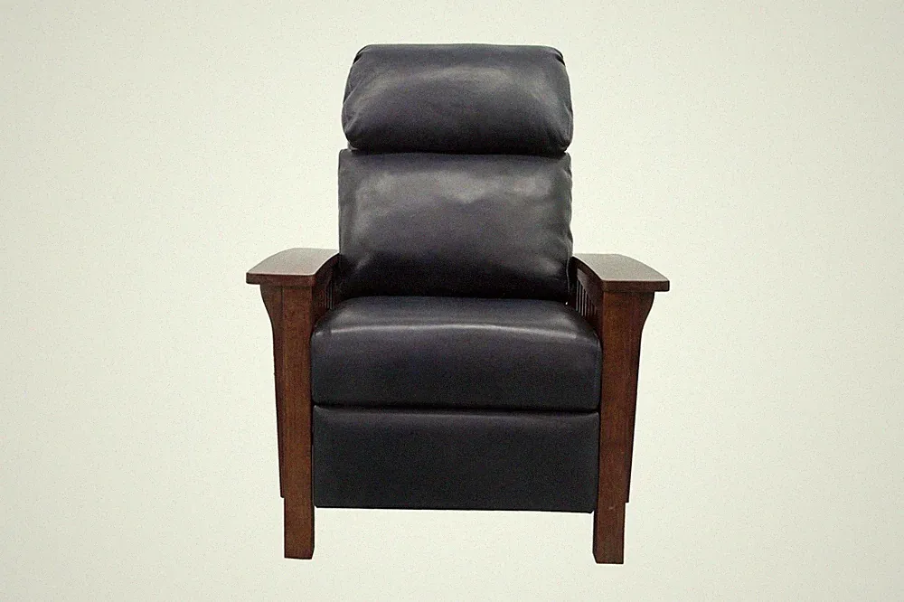 Barcalounger Mission Push Thru The Arms Recliner in Shoreham Blue