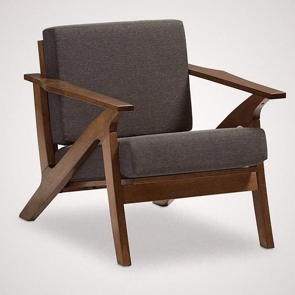 Maklaine Lounge Fabric Chair in Gray