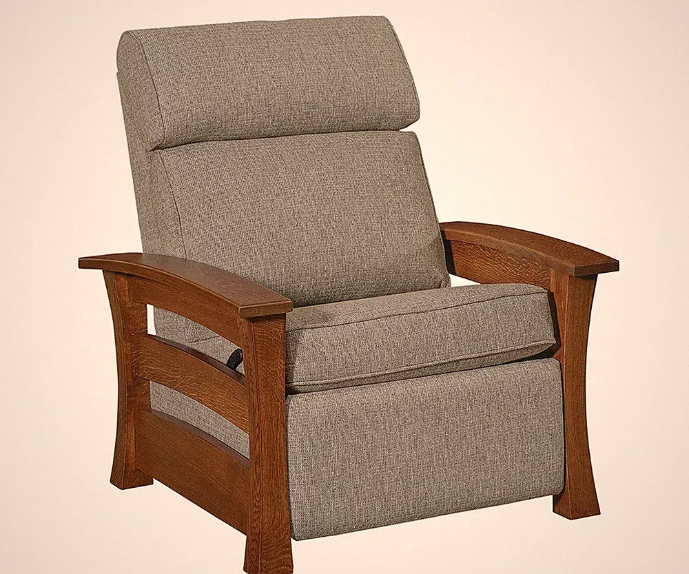 Mission Arts & Crafts Recliner Chair Wall Hugger Solid Wood Upholstered Amish