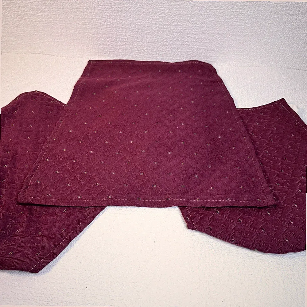 Vintage Burgundy Polyester Chair Covers Set Headrest, and Armrest Protectors