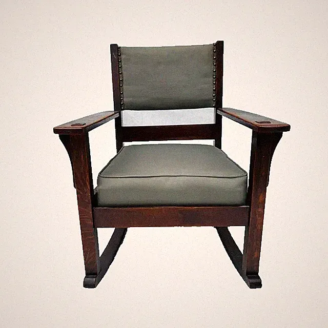 Vintage Mission Style Solid Oak Wood Rocking Chair
