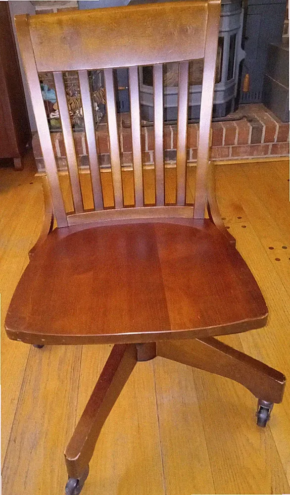 Williams~Sonoma Armless Wooden Adjustable Rolling Swivel Desk Office Chair